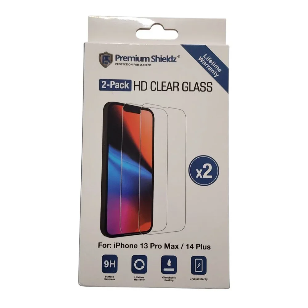 2-Pack Premium Shieldz HD Clear‎ Glass Protector for iPhone 13 Pro Max 14 Plus